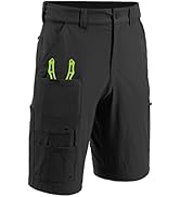 FitsT4 Men's Fishing Shorts Elastic Waist 10.5" Lightweight Quick Dry Stretch Outdoor Cargo Hikin...