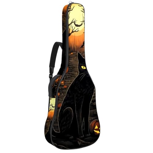 Housse guitare acoustique chat citrouille imperméable et rembourrée