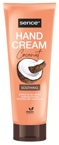 Crema de manos de coco vegana, crema de manos para manos muy secas con aceite de coco, cuidado hidratante para mujeres y hombres, Sence Beauty & Cosméticos (3 × 75 ml)