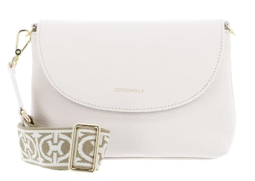Bolso bandolera Coccinelle Arlettis blanco crema de piel con doble asa y diseño icónico