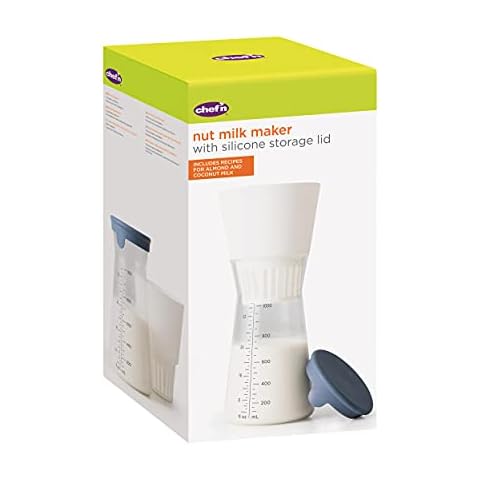Chef'n Nut Milk Maker with Recipes in Gift Box, Make Your Own Vegan Dairy Free Milks like Cashew, Hazelnut, Coconut and Almond, Glass/Plastic, 1 Litre Cover