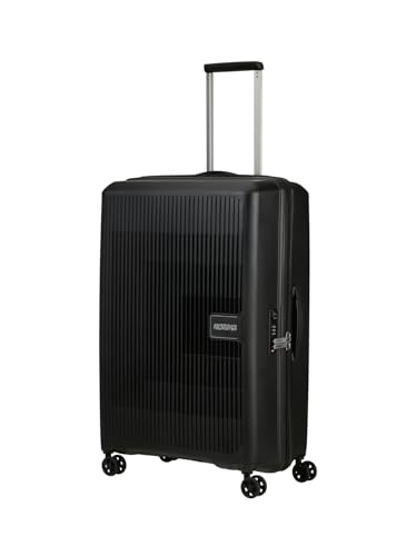 American Tourister Aerostep - Spinner L, Erweiterbarer Koffer, 77 cm, 101.5/109 L, Schwarz (Black)