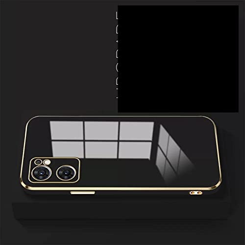 Image of Apurb Store for Oppo Reno 7 5G Plating Square Gold Frame Phone Case Luxury Soft Silicone Back Cover (for Oppo Reno 7 5G, Black)