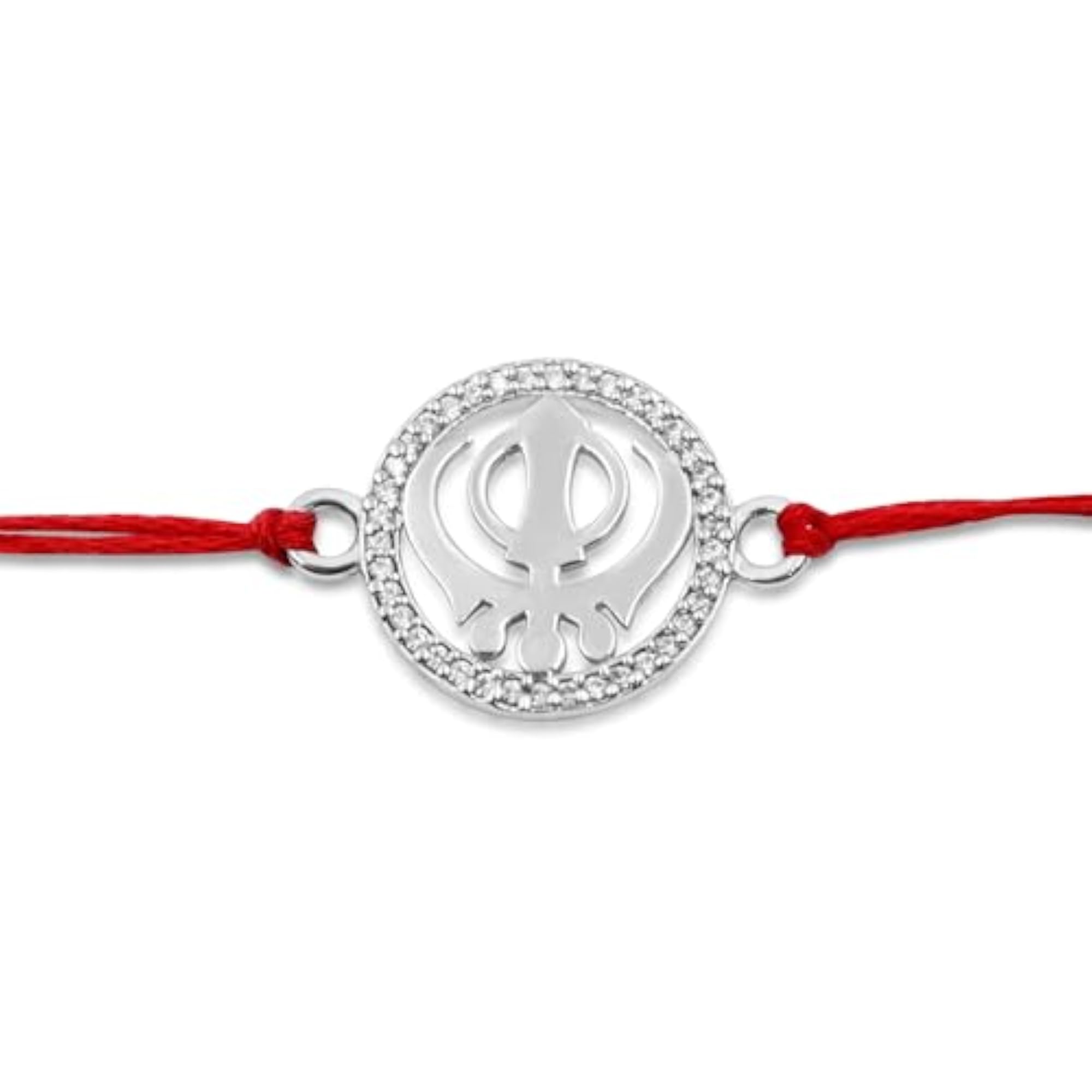 Khanda Precious Silver Rakhi with Roli Chawal for Brother