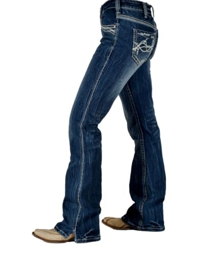 Cowgirl Tuff Western Jeans Womens Barbed Wire Dark Wash JBTARE3
