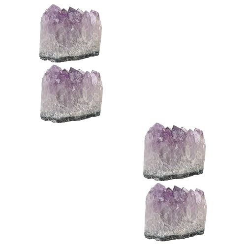 FOMIYES 4 Pcs Amethyst Teaching Ore Materials Natural Crystal Desktop Ornament Natural Gemstones Desktop Adornment Mineral Specimens Natural Ore Stones Tabletop Decor Geology Specimens
