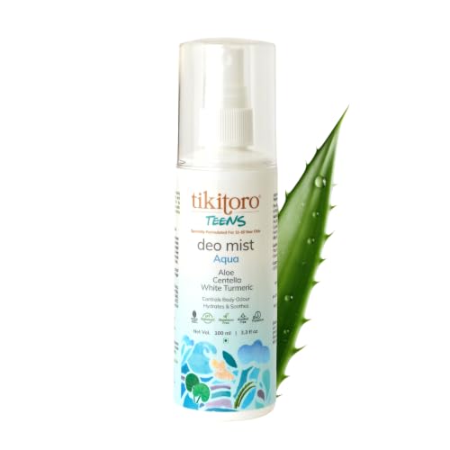 Image of Tikitoro Teens Deo Mist Aqua | Alcohol-Free Deo for Teens with Aloe and Centella | 8 Hr Odour Control | Aluminium and Allergen Free Refreshing Fragrance for Girls and Boys (Age: 11+) (100ml x 1)