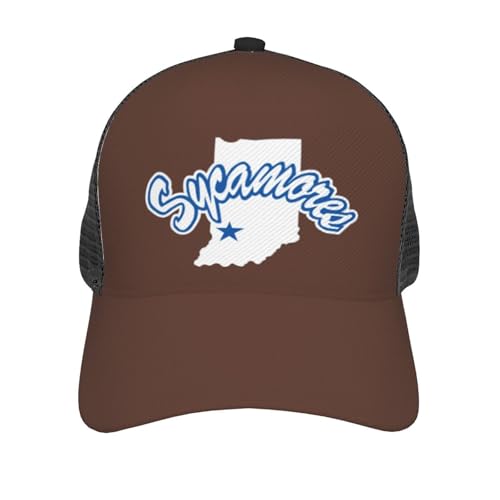 Elpwezua Indiana State Sycamores Full Print Mesh Baseball Cap - Curved Brim,Twill Front & Adjustable Snapback Black