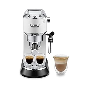 De’Longhi Dedica – Roestvaststalen Pompdruk Espressomachine, voor Gemalen Koffie of Single Dose, Espresso en Cappuccino Maker, 1.3 Liter Tank, Anti-Drip Systeem, EC685.W