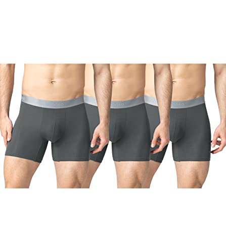 LAPASA Men's Boxer Briefs 3-Pack MicroModal Stretch Underwear Trunks Comfort Soft Breathable M71 Dark Grey