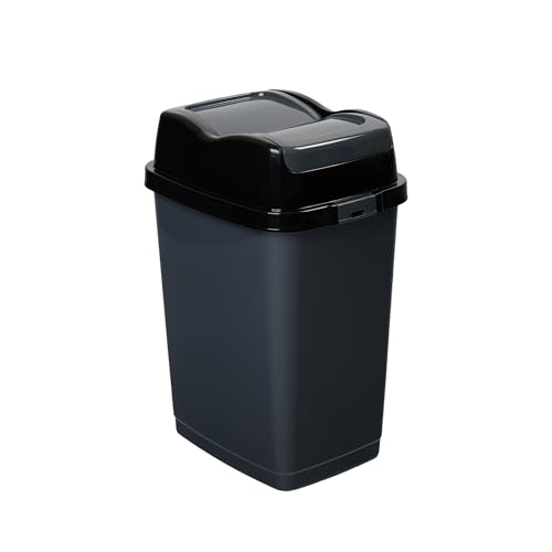 Caneca de basura pequeña con tapa oscilante gris 18 L