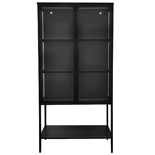 osoltus Cube Vitrine Sideboard Glasschrank Stahl schwarz Industrial 100cm (160 x 80cm)