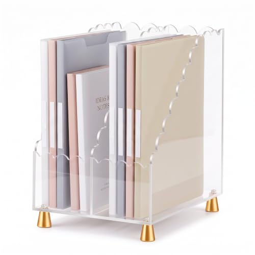 Swiscena Acrylic Magazine File Holder,Scalloped Edges,Extra Wide Design