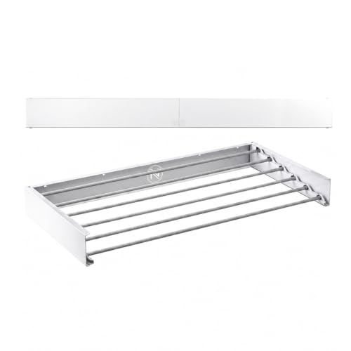 N 18.28 | Tendedero Extensible de Pared Retráctil | Compacto, Ahorra Espacio, 32 kg de Capacidad, 6 Varillas | Plegable para Interior o Exterior, 100cm | Aluminio y Acero Inoxidable | Blanco