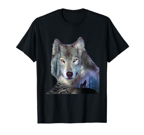Wolfsilhouette Wölfe Wald Natur Designs T-Shirt
