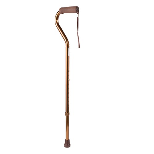 DMI Deluxe Lightweight Adjustable Walking Cane with Soft Foam Offset Hand Grip, Slip Resistance, for Men and Women, Bronze