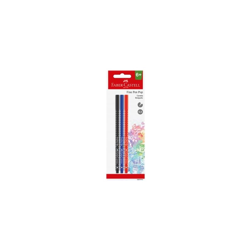 Caneta Ponta Fina, Fine Pen PoP, Faber-Castell,SM/FPP3, cartela com 3 unidades 6