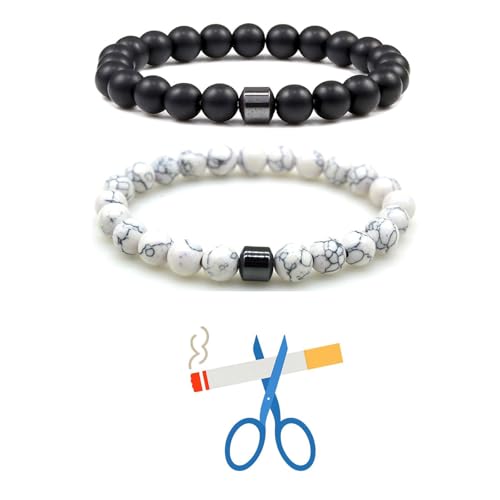 2 PCS Smoking Cessation Bracelet for Women Quit Smoking Bracelet Men Anti Smoking Bracelet Magtherapy Lymphatic Drainage Lymph Nodes Acupressure Protection Bracelets Anxiety Stress Relief Gifts