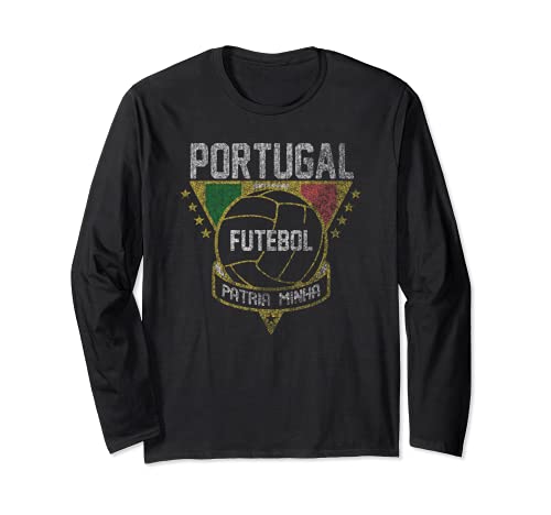 Portugal Vintage Futbol Long Sleeve T-Shirt, Black