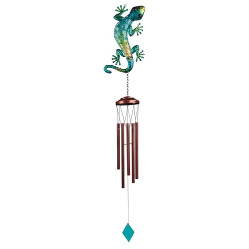ICE ARMOR 40" Long Green Lizard Wind Chime Statue Sculpture