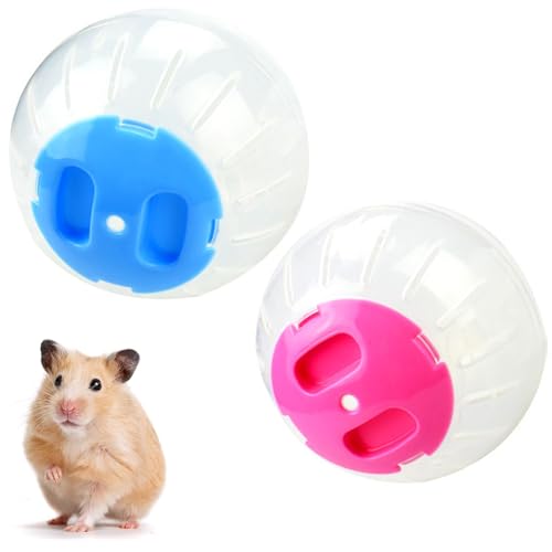 2PC Transparent Dwarf Hamster Exercise Ball Hamster Fitness Ball Small Animal Activity Toy Hamster Ball Portable For Running For Jogging Sport Gerbil Pet 11.98cm/5.71inch Diameter(Blue and Pink)