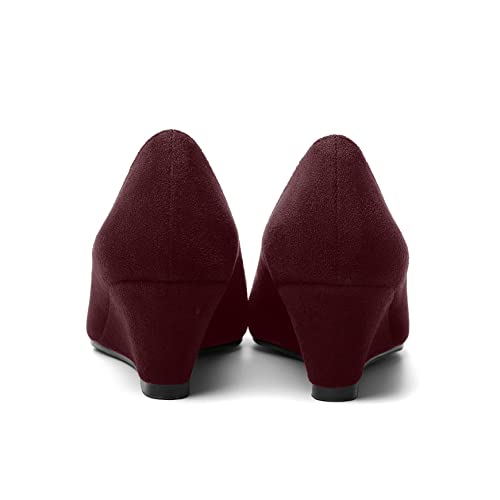 SHOWFOREST Womens Slip On Suede Solid Casual Outdoor Square Toe Wedge Low Heel Pumps Shoes 2 Inch4