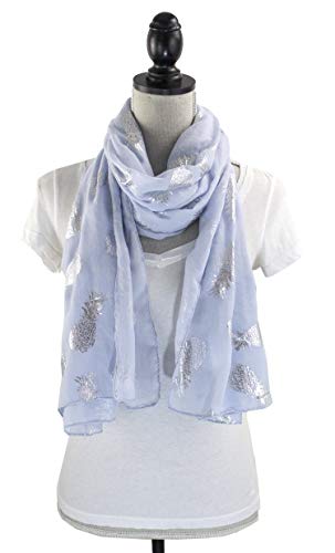 stylesilove Women Spring Summer Metallic Foil Print Lightweight Cotton Scarf Wrap Beach Shawl2