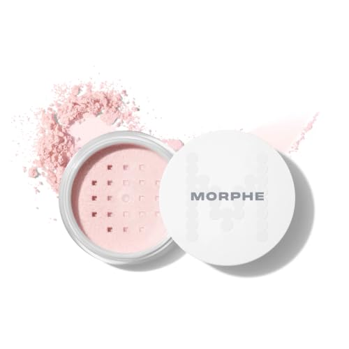 Image of Morphe Bake & Set Brightening Setting Powder - Lightweight, Talc-Free, Loose Powder for Face Makeup with a Soft, Natural Finish - Minimizes Shine for Up to 24HR - Brightening Pink (0.09 oz)