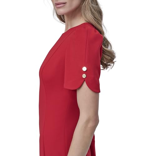 Image of DKNY Women's Short Tulip Sleeve Sheath Dress with Button Detail