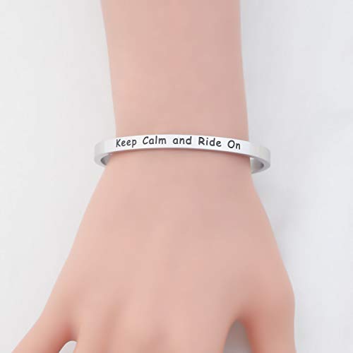 Image of PLITI Horse Lovers Gifts Horseback Riding Gift Equestrian Gift For Horse Lover Country Gift Keep Calm And Ride On Stainless Steel Running Horse Cuff Bracelet