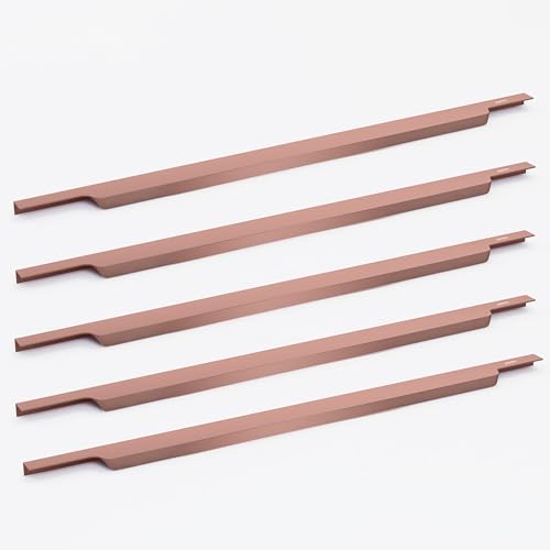Image of Plantex Profile Handle for Kitchen Cabinet /34 Inch Aluminium Drawer Profile Handle /Wardrobe Pull Handle for Home /Office /Hotel - Pack of 5 (Rose Gold)