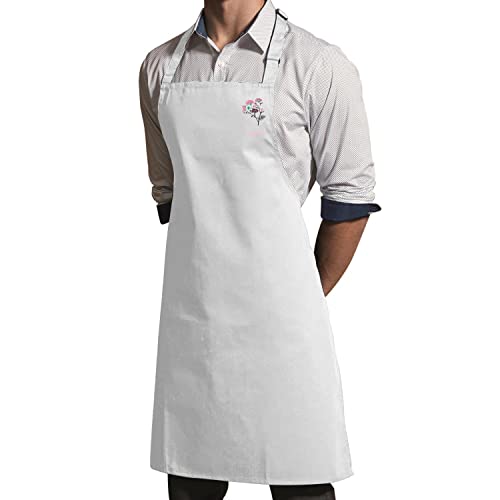 Tablier cuisine premium blanc imprimé bouquet fleurs oeillets dessin - 3