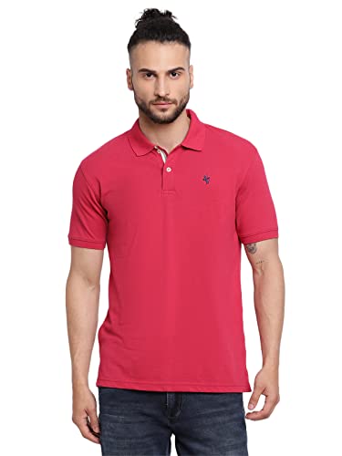 Image of Cantabil Men's Cotton Blend Solid Polo Neck T-Shirt (Regular Fit)