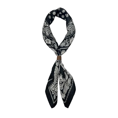 CYian Square Scarf for Men Silk Feel Neck Scarf Satin Bandana Neckerchief Lightweight Head Scarves Fashion Gifts for Men Formal Casual Business(Black)