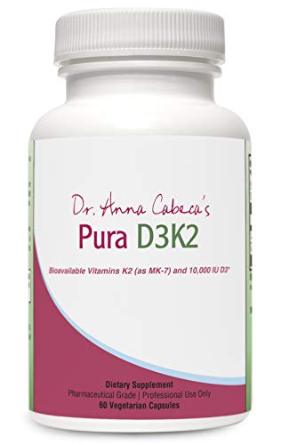 Pura D3K2 Vitamin Supplement - by Dr. Anna Cabeca - Vitamin D3 10000 IU - Vitamin K2 - Supports Heart Health, Bones, Teeth, Muscle Function, Energy Support, Vegan, Non GMO, Gluten Free