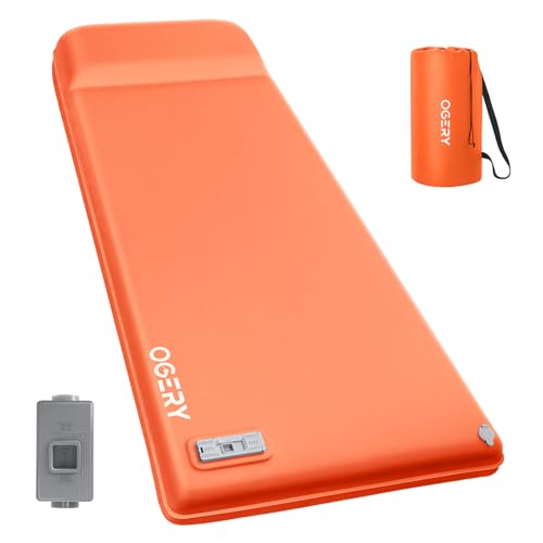 OGERY Self Inflating Sleeping Pad with Electric Pump, 3.15" Ultra-Thick Memory Foam Camping Pad, 4 Season Camping Mattress Pad with Built-in Pillow, Camping Essentials Gear for Tent Travel C