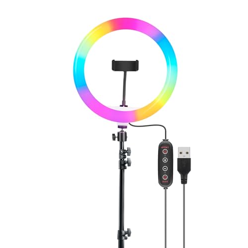 DIGITEKยฎ (DRL-14C RGB) 14 Inch Multi-Color LED Ring Light with 5ft Stand and Smartphone Mount, USB Support - Professional Lighting Solution for Photography, Video, YouTube and Content Creation - Image 5