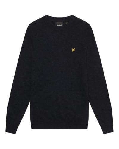 Image of Lyle & Scott Mens Lambswool Blend Crew Neck Sweater - Dark Navy Marl - L