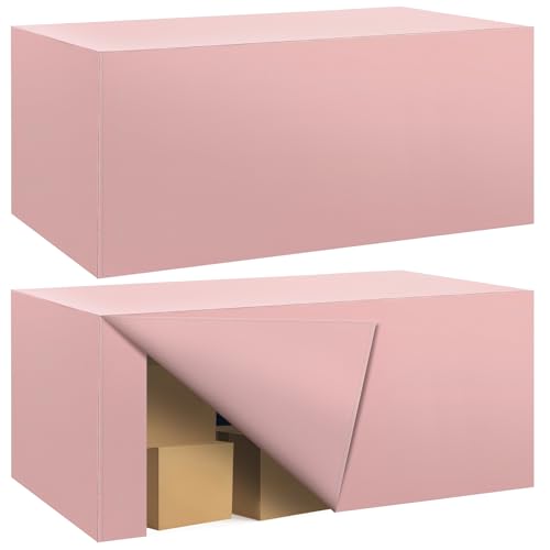 Ascoza 2 Pack Fitted Tablecloth for 8 Foot Rectangle Tables 96 x 30 Inch Dusty Pink Table Covers Water Resistant Polyester Table Cloth for Wedding, Parties,Display, Trade Show (Dusty Pink)