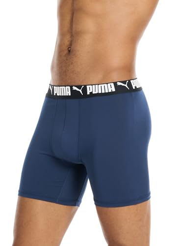 PUMA Men's 4er-Pack Active Stretch Boxershorts Boxer Briefs, Blue/Black/Grey, L
