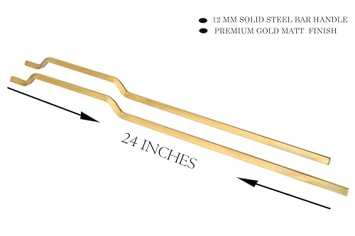 Image of Fancy 24 Inches Brushed Gold Finish Long Stainless Steel Cabinet Wardrobe Door Handles, Pull Handles for Wardrobe & Kitchen, Long Drawer Handles for Furniture (Pack of 3)