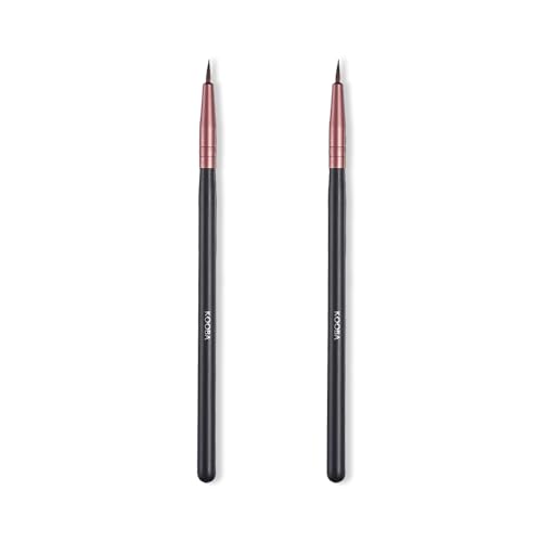 OWLFAVO Makeup Fine Point Eyeliner Brush 2 Pcs, Portable Eye Gel Foundation Brush, Beauty Cosmetic Tool for Professional and Travel, Pack of 2