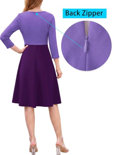 Image of VFSHOW Womens Front Zipper Work Business Casual Office Church A Line Dress