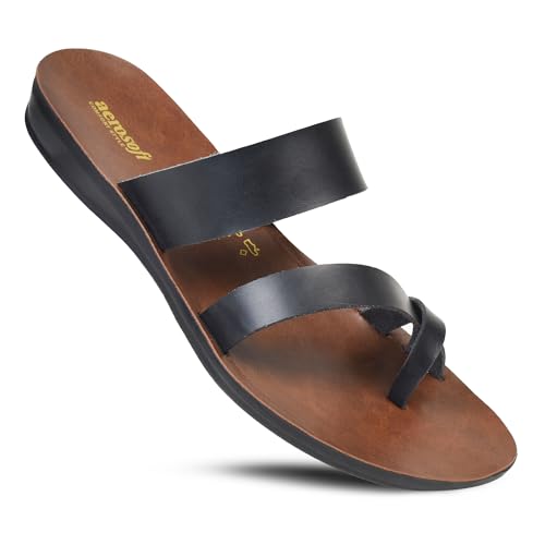 Aerosoft Womens Slides Slip On Comfort with Arch Support Slides for Women Summer Yoga Mat Walking Ladies Flat Sandals (Violet Black Size 10)