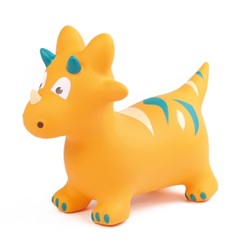 Ludi - Dinosaure Sauteur pour Enfants - 59x49x22 cm - Jouet Dynamique en PVC avec Poignées Ergonomiques - pour Intérieur et Extérieur - Inclut Système de Gonflage - Dès 10 Mois