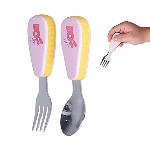 Bestekset voor kinderen, kinderbestek zonder vlekken Warmte-isolatiefunctie voor gezinnen met kinderen voor thuiskeuken(roze) - Image 7