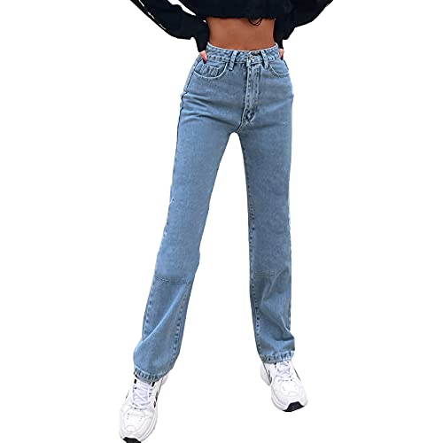 Women's Regular Relaxed Fit Straight Leg High Waisted Trendy Vintage Boyfriend Juniors Mom Jeans