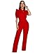 QZKLWG Women's elegant and fashionable jumpsuit casual short sleeved mesh bow decoration jumpsuit pants