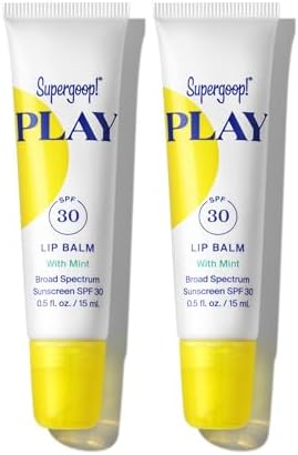 Supergoop! PLAY Lip Balm SPF 30 with Mint - 0.5 fl oz, Pack of 2 - Broad Spectrum SPF Lip Balm with Hydrating Honey, Shea Butter & Sunflower Seed Oil - Great for Active Days