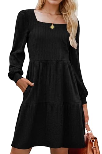 Zeagoo Kleid Damen A Linie Herbstkleid...